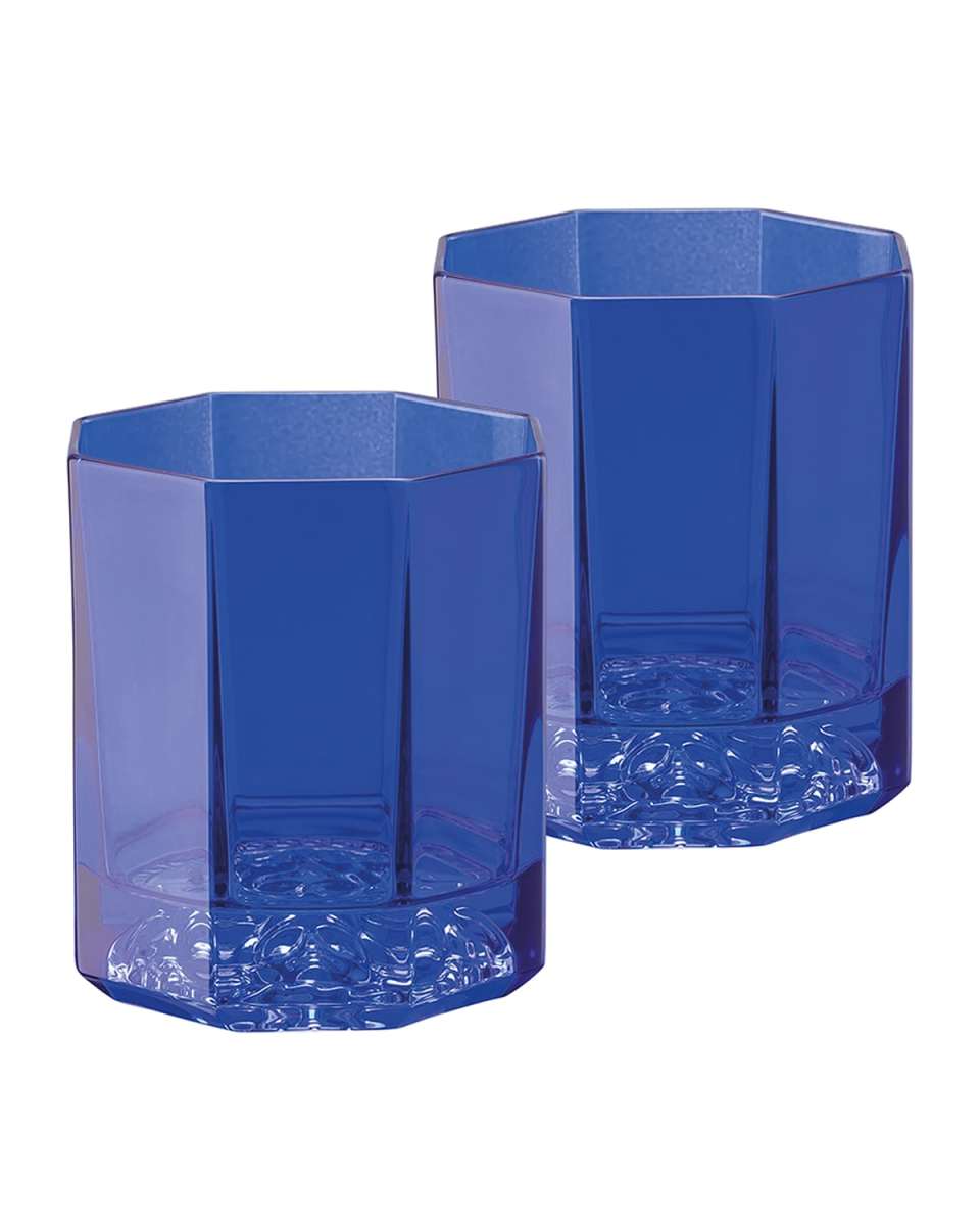 Medusa Lumiere Blue Whiskey Double Old Fashioned Glasses, Set of 2
